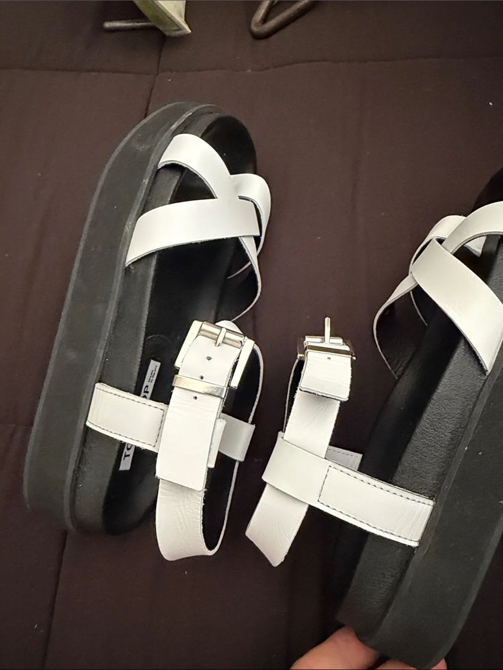 Topshop Made in Spain White Strappy Flat Sandals EU 37 US 6.5–7